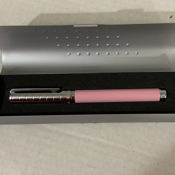 Perfect Rebecca Moss Ballpoint Pen Chrome & Pink Beautiful Holiday Gift - Picture 1 of 4
